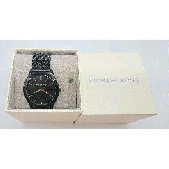 Michael Kors Men's Slim Runway Black-Tone Mesh Bracelet Watch MK8607 - Excellent - Picture 8 of 8